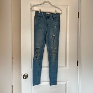 Levi's High Rise 720 Super Skinny Distressed Blue Jeans 26